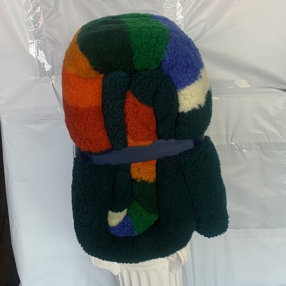 NWT Pendleton Sherpa Fleece Blanket Evergreen Stripe 98 x 92 in Super Soft! - Picture 2 of 5